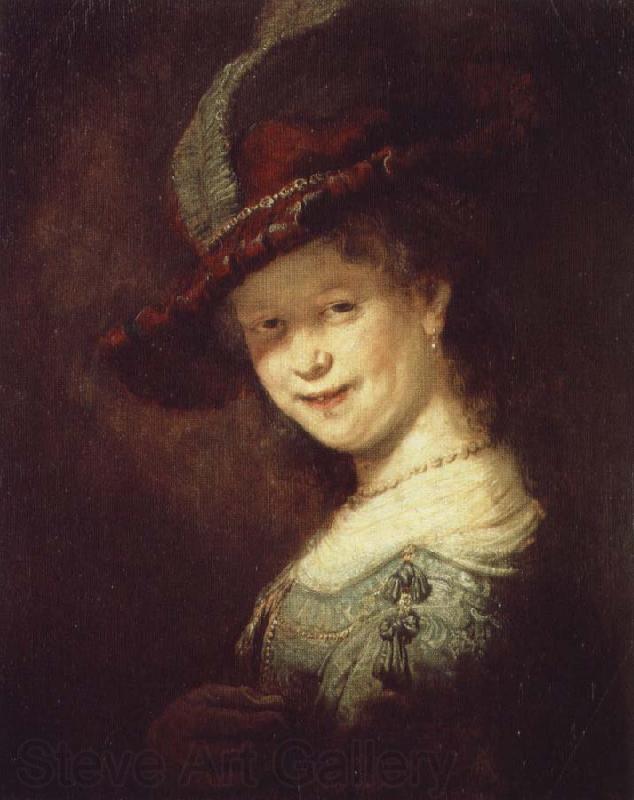 Rembrandt van rijn portratt av den unga saskia Spain oil painting art